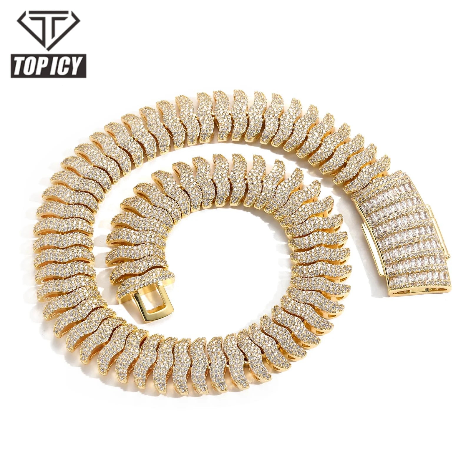 Top Icy Iced out Men's 22mm Link Chain Necklace with 5A Cubic Zircons Gold & Silver Plated Bracelets Stylish Jewelry