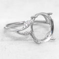 Sterling Silver 10*12mm Semi Mount Ring Empty Frame Blank Support Setting S925 Base Holder Without Center Stone for DIY Inlay