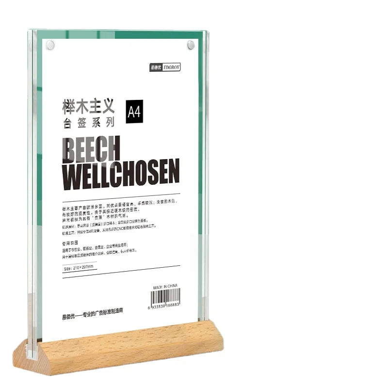 A4 A5 Acrylic Sign Holder Table Menu Holder Price Flyer Display Case Card Stand Desk Showing Card Display Billboard Shelf Poster