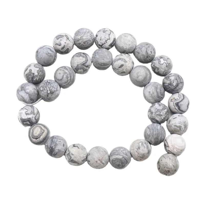 DIY Gemstone Natural grey picture jasper Seed Rice Loose Beads