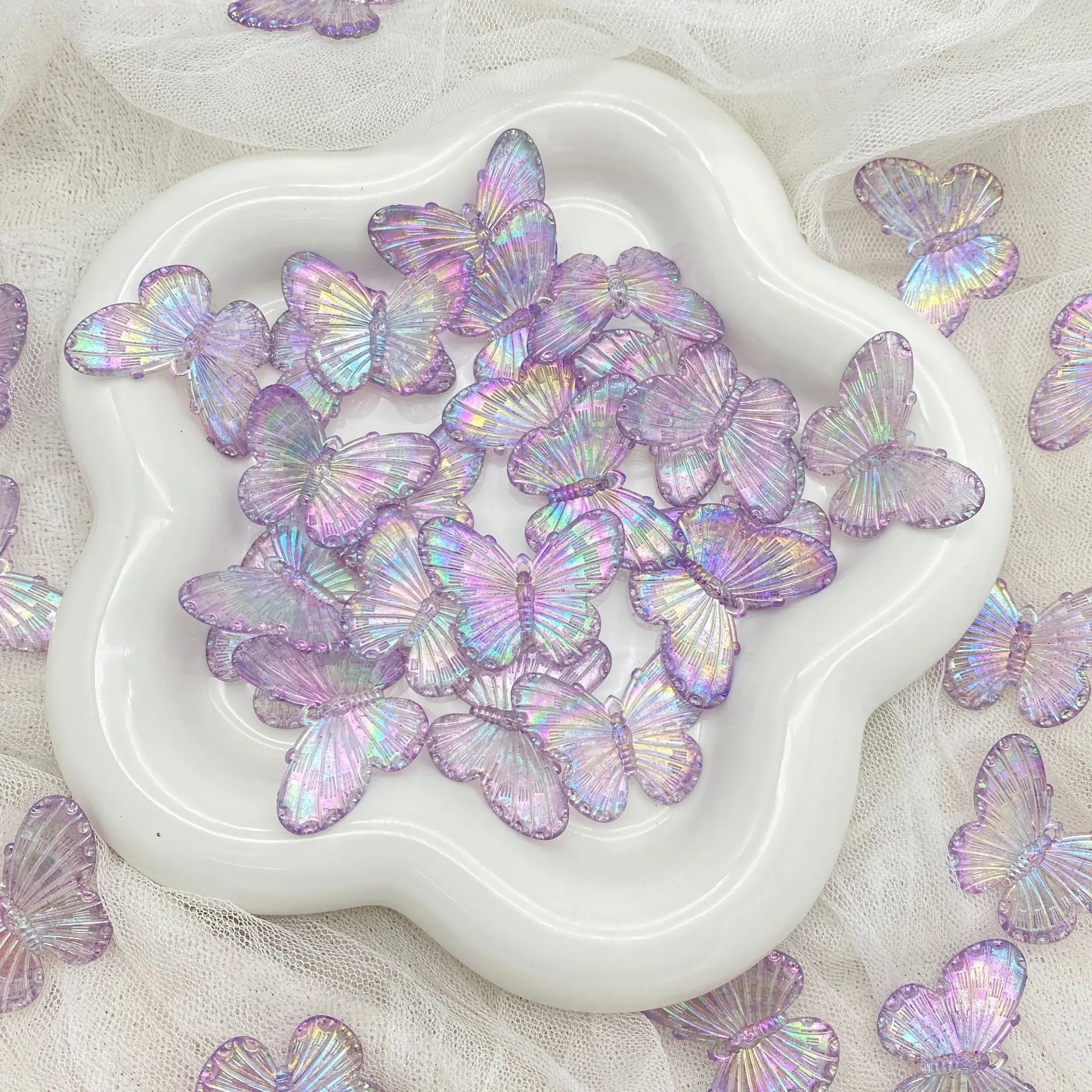 Factory Direct Sell Acrylic Aurora Monochrome Simulation Fantasy Butterfly Beads Accessories