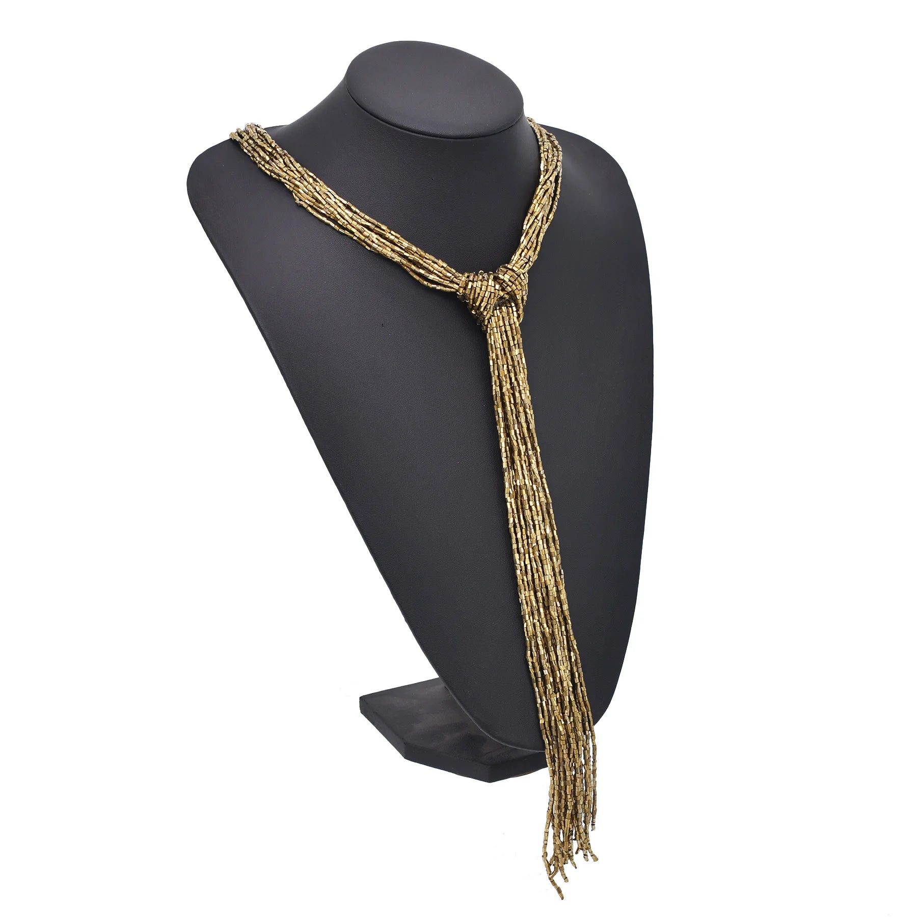 Beaded Chain Necklace Handmade Statement Creative Multi-layer Long Tassels Necklace