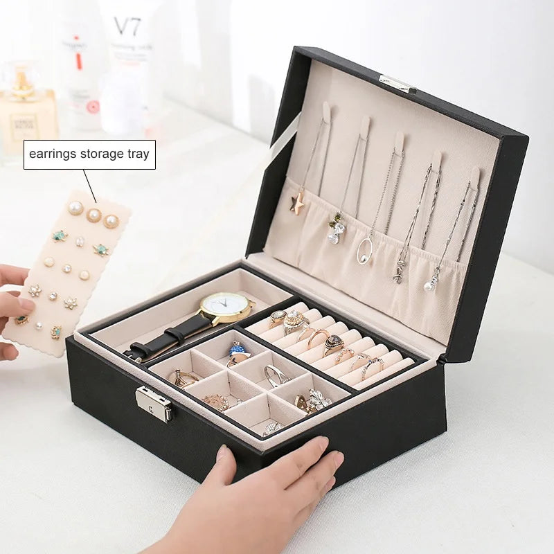 Custom Jewellery Storage Case Organizer Small Travel Pink Jewelry Box With Zipper