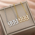 Wholesale Gold Plated Number 111 999 Pendant Necklaces Micro Pave Cubic Zirconia CZ Angel Number Necklace