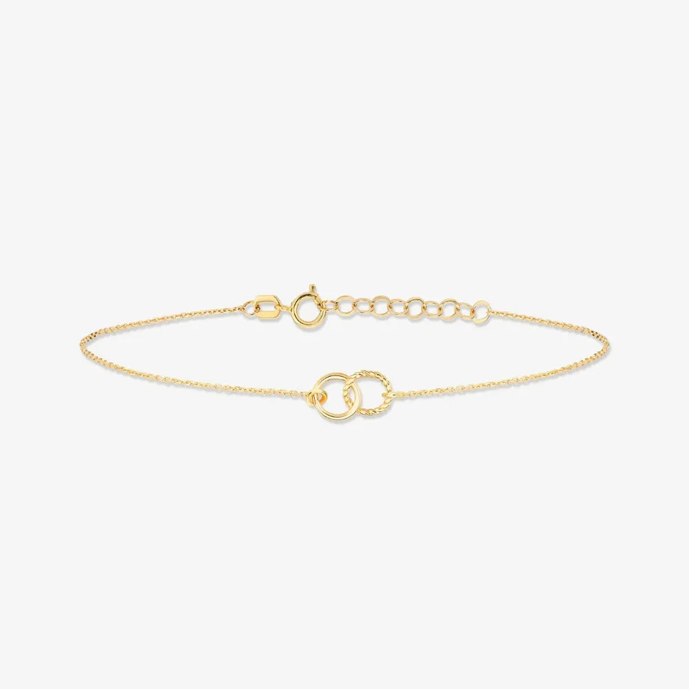 Fashion Minimalist Jewelry 925 Sterling Silver Charm Bracelet Double Round Circles Plain Gold Plated Bracelets for Women MegaBDM