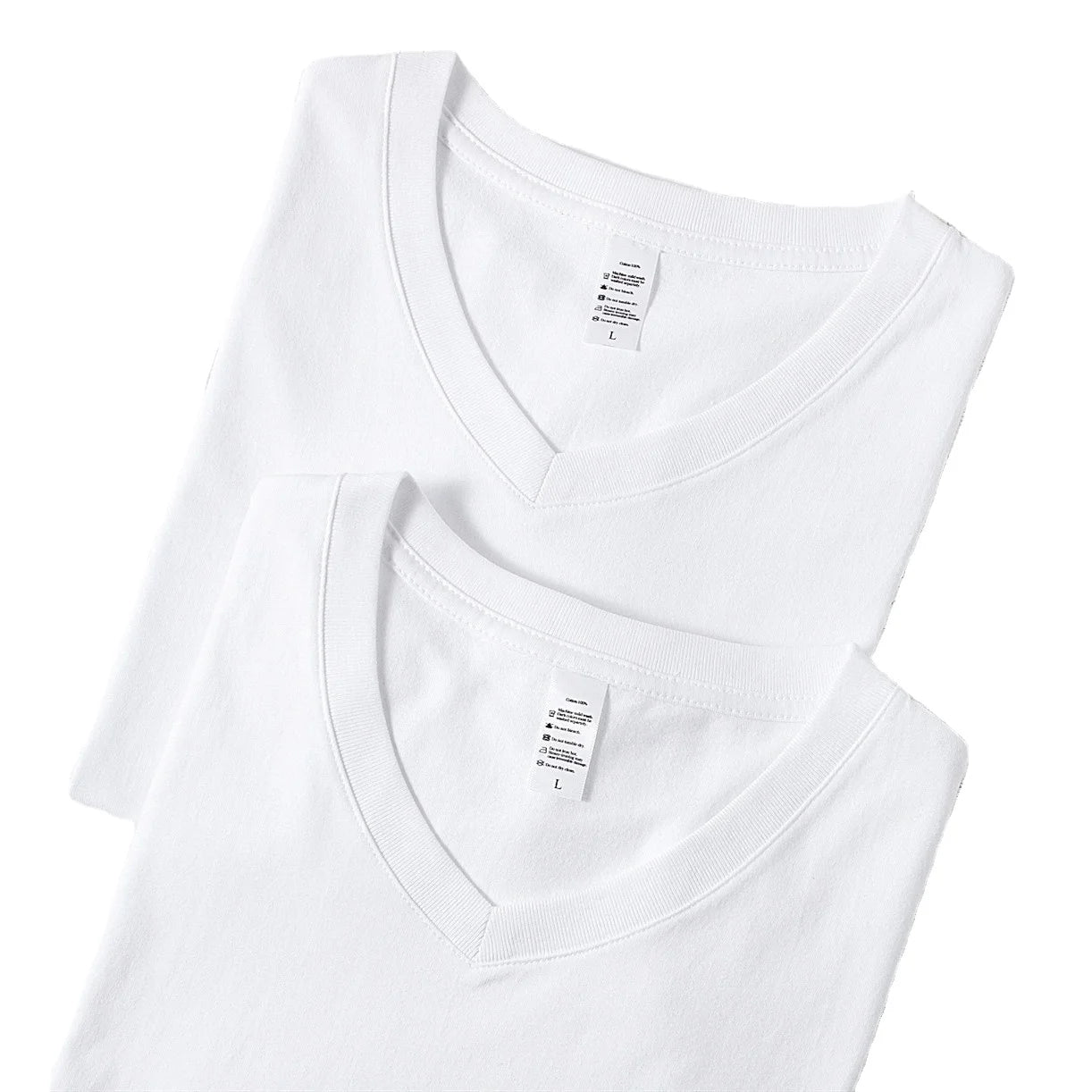 OEM logo 250gsm 100% Cotton Women V-neck Plain Short Sleeve T-shirt Printed logo Blank Unisex Men's Women's V-neck T-shirt