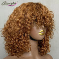 100% Virgin Hair Wig Luxury Curl Human Hair Wigs With Bangs Machine Make 30 Color Bob Wigs for Woman