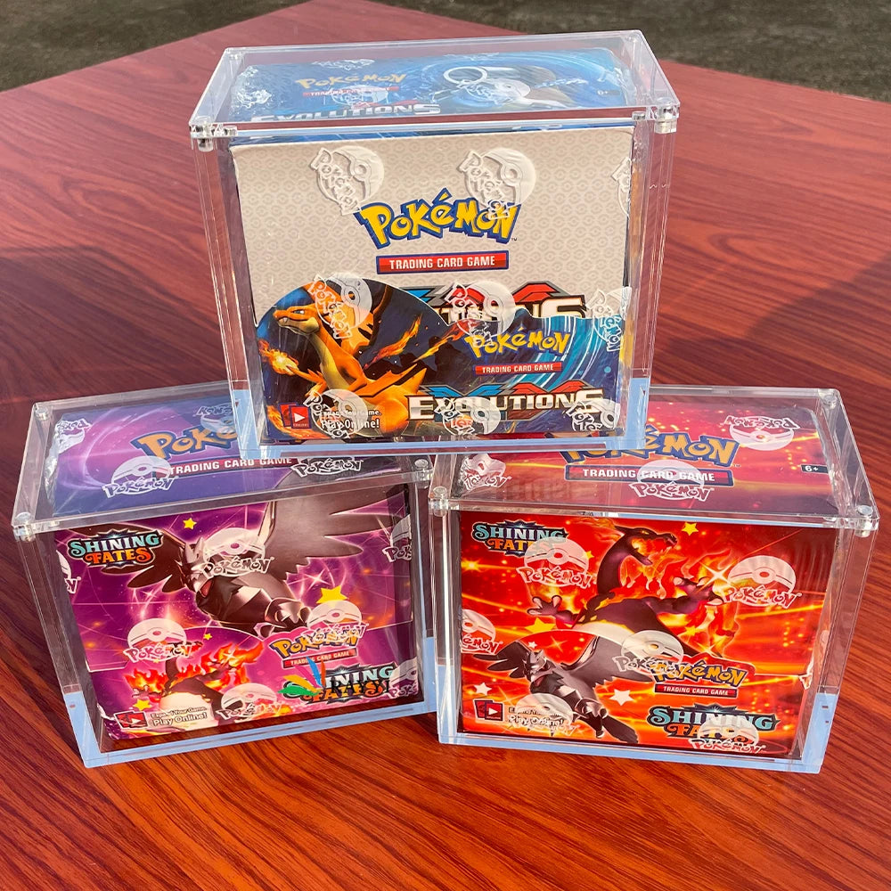 RAY YI UV resistance Clear Acrylic Pokemon Booster Box Protector Display case with round corners