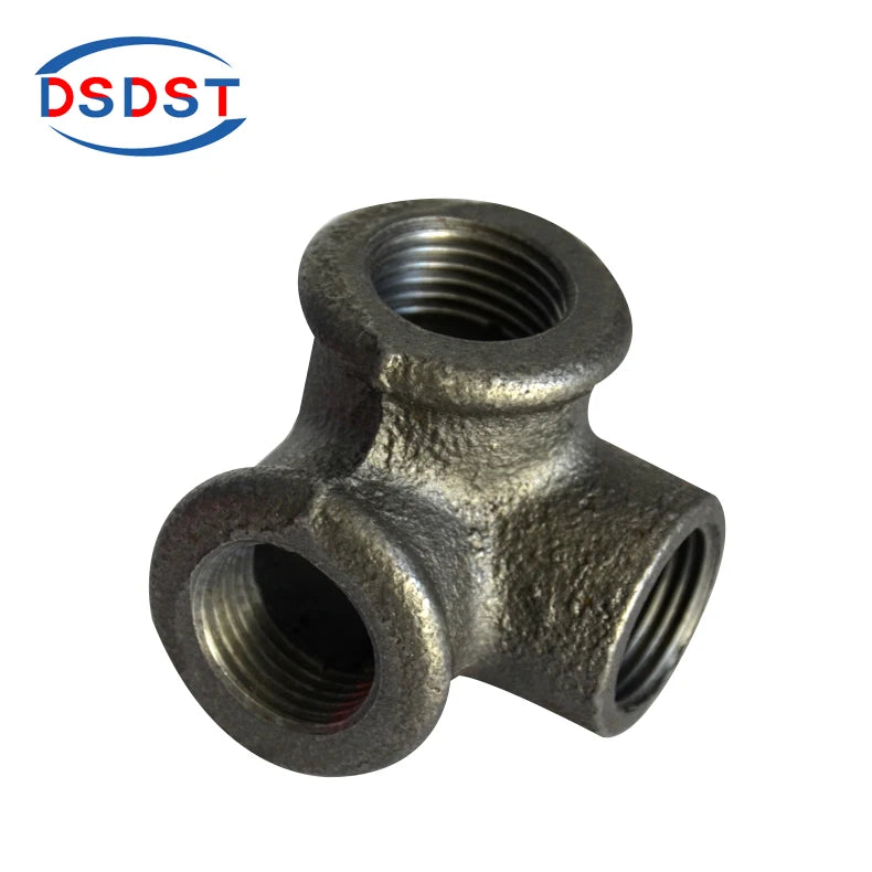 DSDST 3 Way Black Coated Malleable Iron Pipe Fittings 1/2-1 Female Connection Competitive Price