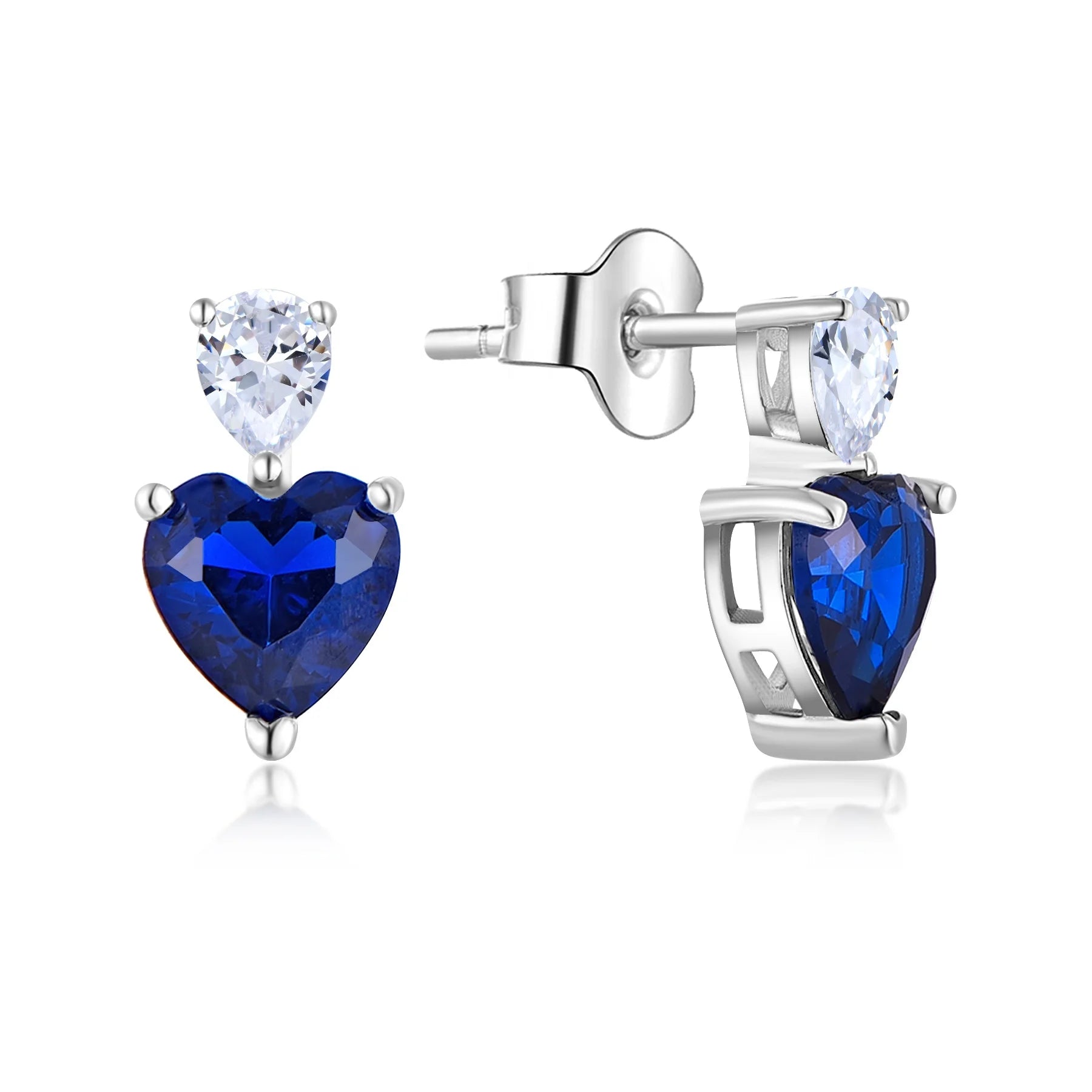 QX Custom OEM Fine Luxury Jewelry Heart 925 Sterling Silver Blue Zircon Gemstone Jewellery Drop Earrings for Womens