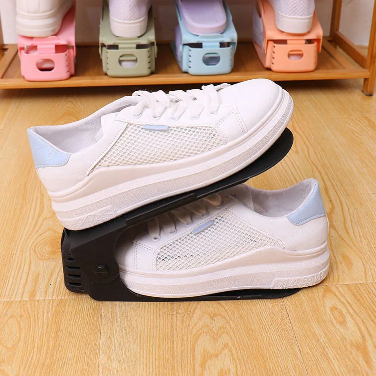 Wholesale Simple Modern Shoe Storage Rack Double-layer Integrated Adjustable Household Dormitory Plastic Shoe Rack