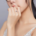 New Creative Design Women Heart Shaped Silver Plated Ring Bow Zircon Ring Fashion Popular Ladies Hand Ornaments Finger Ring