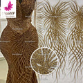 Top Quality Shiny Heavy Beaded Luxury Coffee Brown Lace With Sequins Wedding Bridal Lace Dress Fabric HY1939-1