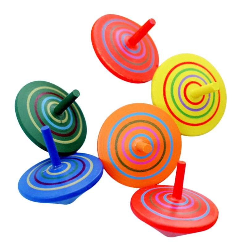 Hot Sale Colorful Wooden Gyro Toy Kids' Funny Spinning Tops Favorable Price Toy