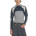 Custom Sported Splicing T-Shirt Sleeves Crew Neck Tight Stretch Men's T-Shirts Yarn Dyed Solid Gothic Blank Design