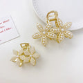2022New Europe Women Retro Alloy Hair Clips Accessories Pearl Flower Metal Hair Claws for Long Hair