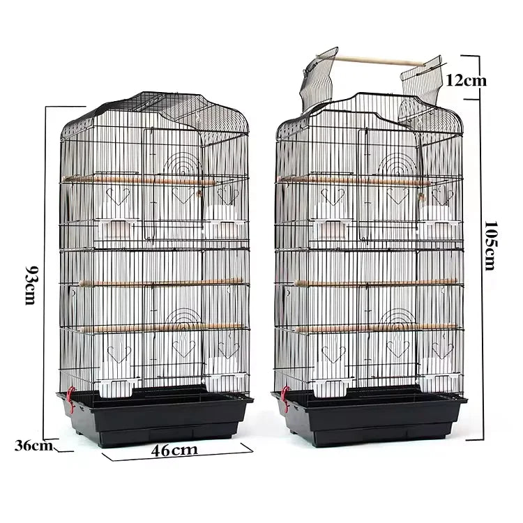 Factory Wholesale Metal Frame White/Black Bird Cage Bird Parrot Cage with Good Landscape
