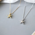 VIANRLA Starfish Sterling Silver Necklace Simple Beach Necklace in Gold and White Gold