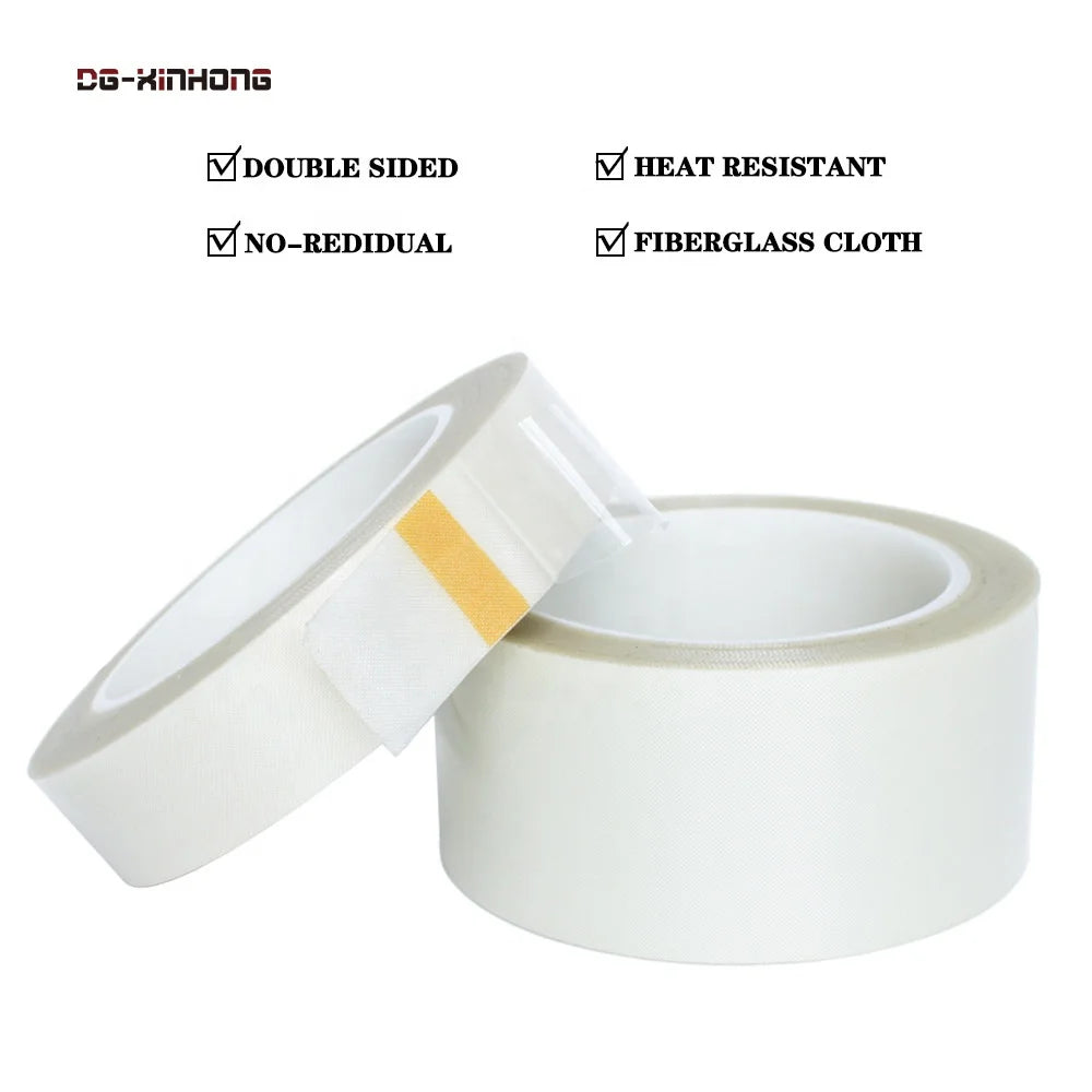 2- High Temperature Heat Resistant Flame Retardant No Residual Fiberglass Glass Cloth Silicone Glue Double Sided Adhesive Tape