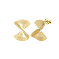 GAE03 RINNTIN Luxury Jewelry Geometric Texture 925 Sterling Silver Statement 14K Gold Plated Stud Earrings