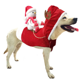 Wholesale Custom Pet Christmas Outfit Winter Jacket Pug Dog Santa Riding Suit Cat Dog Cute Clothes Coat