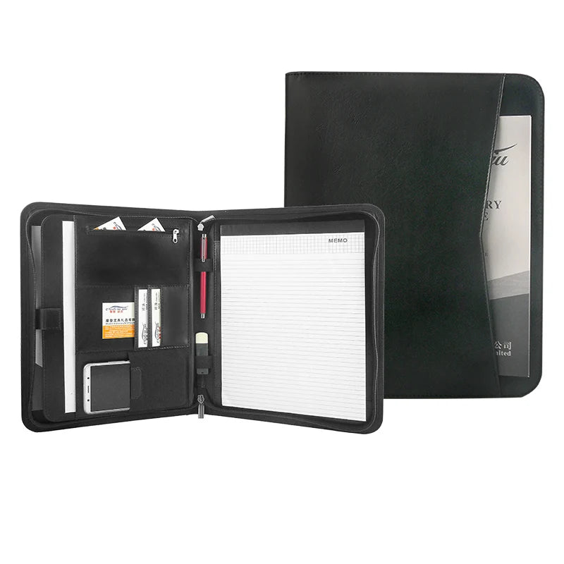 ModernQiu Custom Padfolio  A4 Size PU Leather  Portfolio  Conference Conpendium File Folder