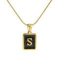 Wholesale New 18K Gold PVD Plated Small Black Enameled Initial Letter Pendant Female Fashion Chains Zodiac Pendant Necklace