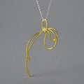 Lotus Fun Fashion 925 Sterling Silver Jewelry Wholesale  Handmade Golden String Chinese Knot Pendant Fine Jewelry for Women