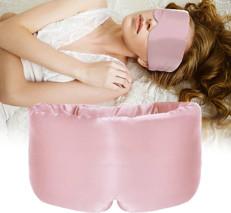 Custom 3d Adjustable 100% Pure Silk Sleeping Sleep Soft Large Pink Black Ear Eye Cover Mask Blindfol Private Label Luxury Pouch