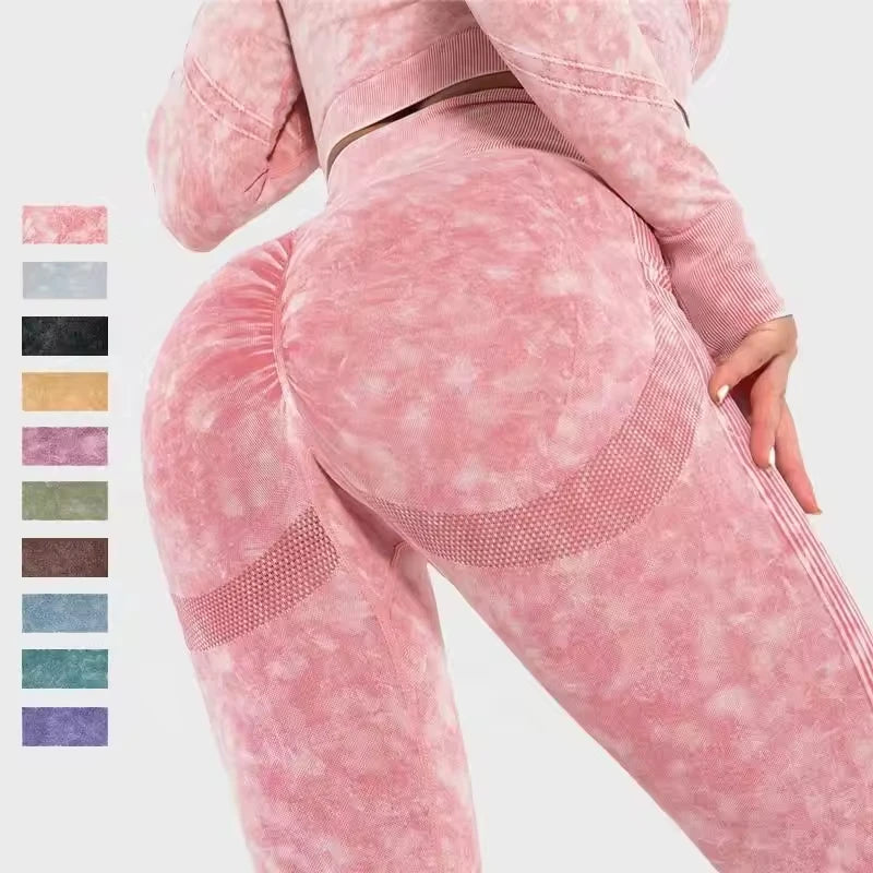 RTS Custom High Waist  Gym Fitness Sport Active Wear Workout WomenYoga Pants Running High Waist Seamless Push up Yoga Leggings
