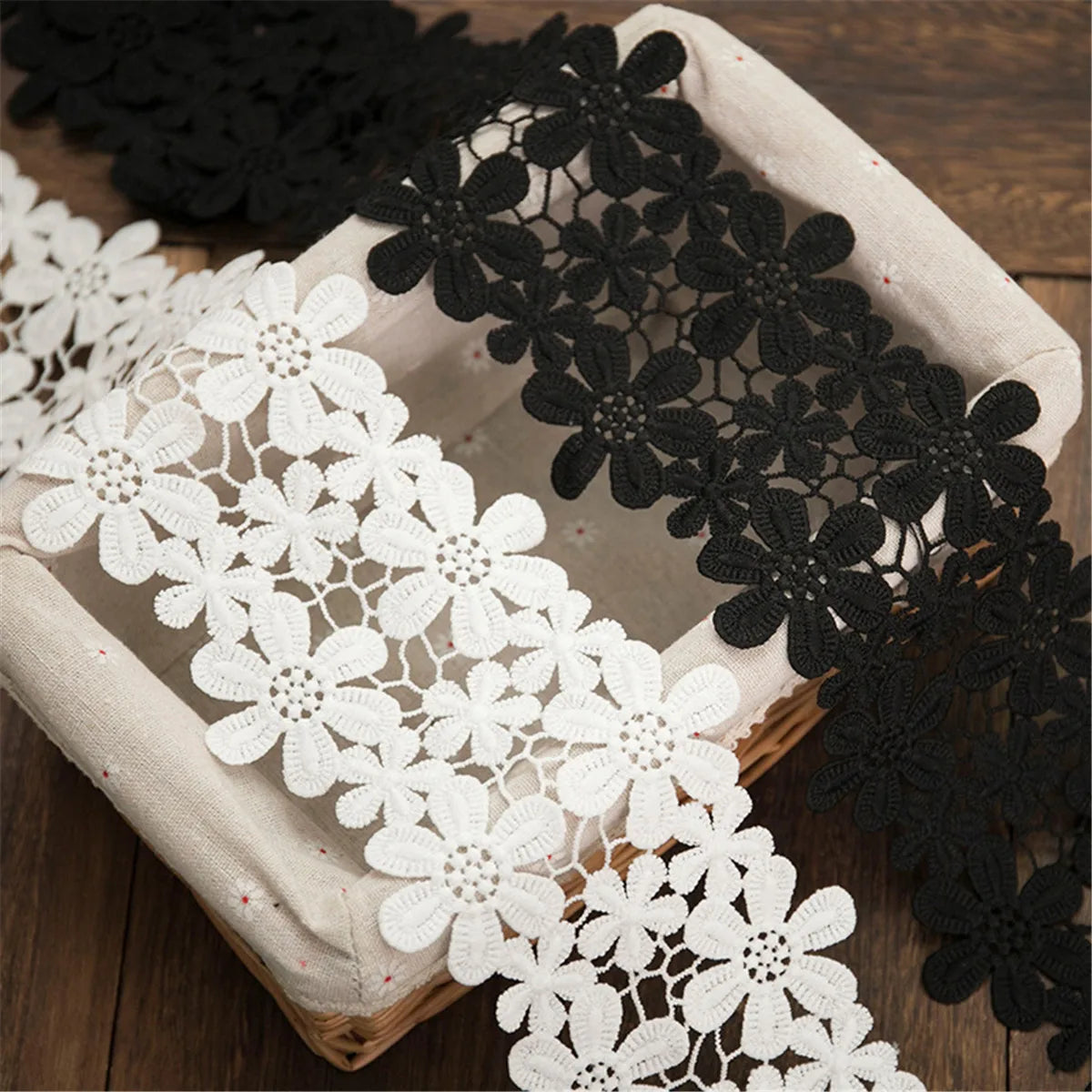 1 Yard Flower Embroidered Lace Trim Ribbon Clothing Wedding Dress Sewing DIY Craft 11cm Wide