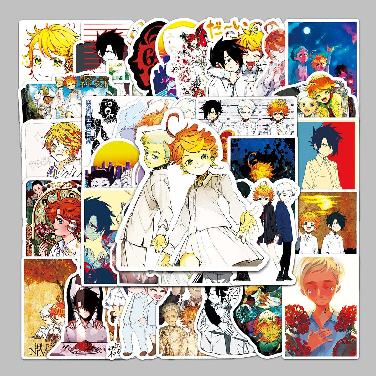50PCS Foreman Wholesale Anime Peripheral Animation Fun the Promised Neverland Sticker Luggage Scooter Refrigerator Sticker