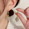 Sweet Super Shiny Zircon Earring Love Heart Water Drop Earring Ear Hook Brass Plated Gold Earring for Women