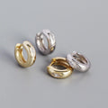 Trendy S925 Sterling Silver Chunky Open Rings Geometric Horse Eye CZ Gold Plated Adjustable Hoop Earrings