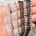 1 Row Rhinestone Chain Ribbon White Black Lace Trim Crystal Mesh Webbing Sew on Collar Clothing Decoration Accessories