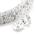 JOYFFO 100pcs Silver Plated Rondelle Spacer Beads Czech Crystal Rhinestone for Jewelry Making for Loose Beads Bracelets