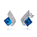 Women Rhodium Plated Crystal Wedding Earrings Jewelry Silver 925