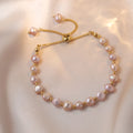 Natural Beads Drawstring Baroque Pearl Bracelet 18K Gold PVD Plated Stainless Steel Charm Freshwater Pearl Bracelets Women