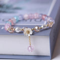 New Korean Flowers Daisy Bracelets Colorful Crystal Beaded Bracelet Handmade Elastic Glass Women Girls Pulseira Jewelry