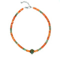 Natural Turquoise and Spiny Oyster  925 Sterling Silver Faceted Gemstones Necklace