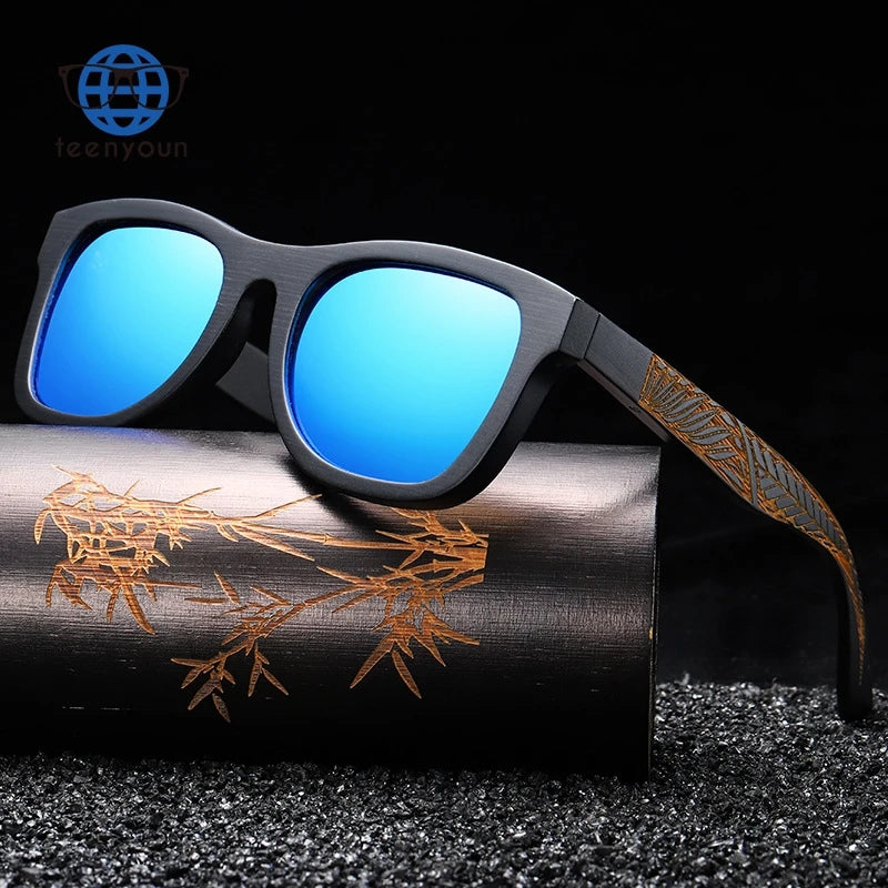 Teenyoun 2022 Eco Friendly Bamboo Products Wholesale Custom Logo Unisex Retro Mirror Wooden Sunglasses