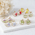 Exquisite Bohemian Floral Earrings Round Transparent Dried Flower Resin Vintage Summer Vacation Fashion Accessory for Women