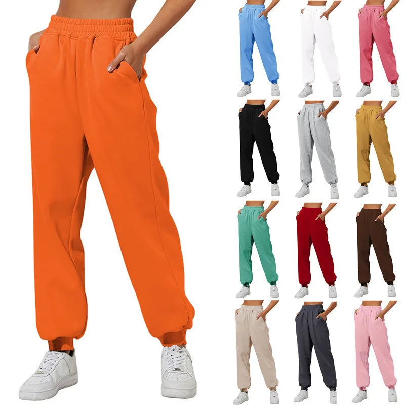 Women's High Waist Casual Jogging Pants Loose Fit Cotton Sweatpants Yoga Long Sweatpants
