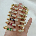 BC2115 New 18K Gold  Plated Baguette CZ Diamond Micro Pave Hand Cuff Bangle Bracelet