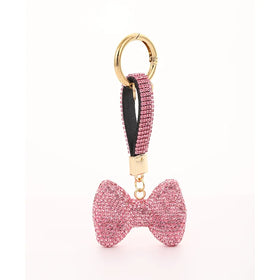 Hot Selling Trendy Full Diamond Crystal Rhinestone Bling Bow Keychain Shiny Metal Women's Bag Keychain for Gifts Decorations
