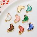 Hertiny Dainty Brass Gold Plated Colored AB Crescent Moon Opal Pendant Wholesale 10*18mm