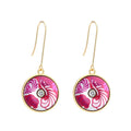 Bohemia Style Colorful Disc Drop Earrings for Women Print Pattern Gold Plated Dangle Earring Brinco Feminino