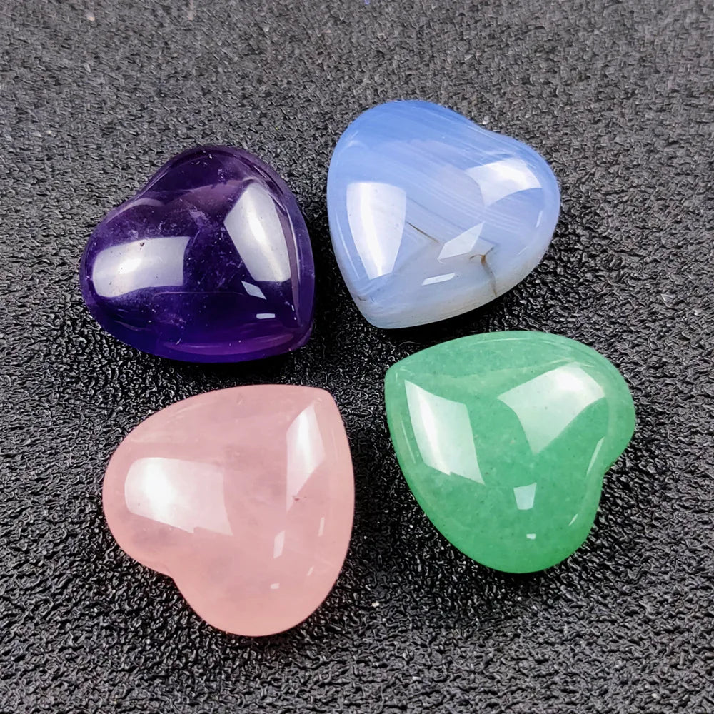 Wholesale Natural Crystal Heart Healing Stones Ornament Colorful Folk Art European Design 20mm for Home Decor Gift