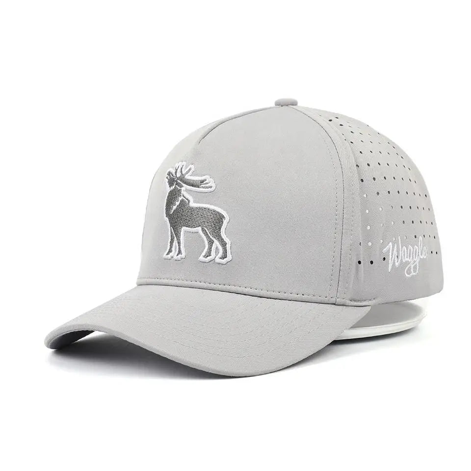 Wholesale Customized 5 Panel Light Grey Structured Embroidery Logo Laser Drilling Back Sport Caps Baseball Cap and Hat