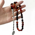 Hot Selling Good Quality Religious Gold Plated Luxury Natural Agate Stone Beaded Bracelet Tasbih Rosary Accessories Wholesale